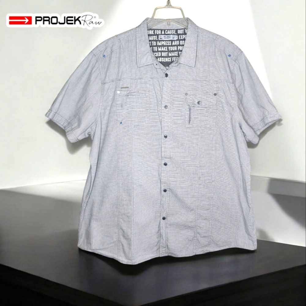 PROJEK RAW Gray Pinstripe Casual Button-Down - 3XT